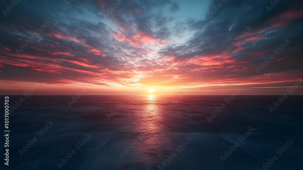 Dramatic Sunset Over the Ocean - Realistic Background Image Dramatic Sunset Over the Ocean - Realistic Background Image