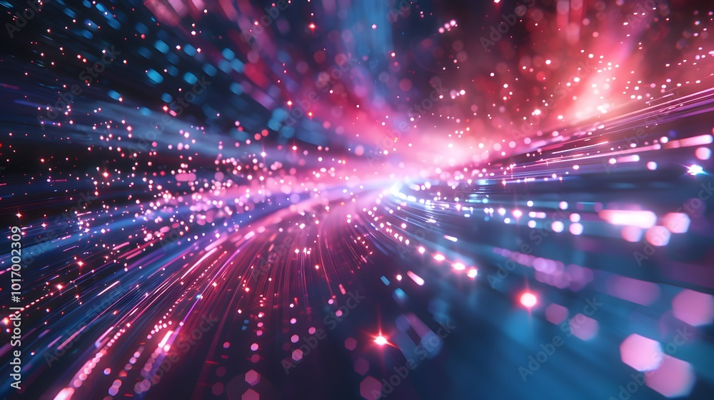 Fototapeta premium Vibrant Cosmic Light Trails in a Colorful Abstract Space