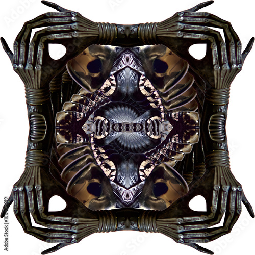 Mirror of Alien Leviathans abstract. This is NOT AI Generated. PNG version has transparent background for clipping.