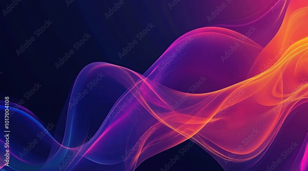 Fototapeta premium Abstract colorful smoke swirls on dark background. Neon colors, abstract design, digital art, vibrant colors, modern