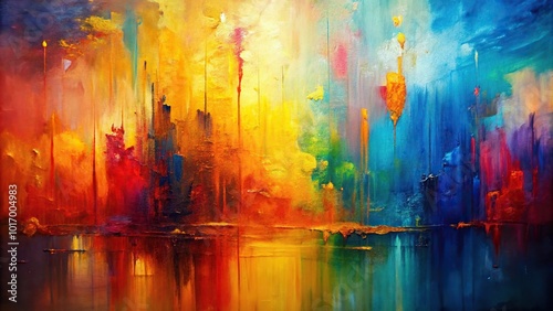 Abstract oil art painting with bright colors Minimalist
