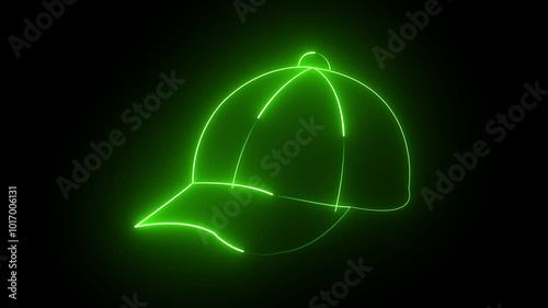 Wallpaper Mural green outline of a baseball cap on a black background. Torontodigital.ca