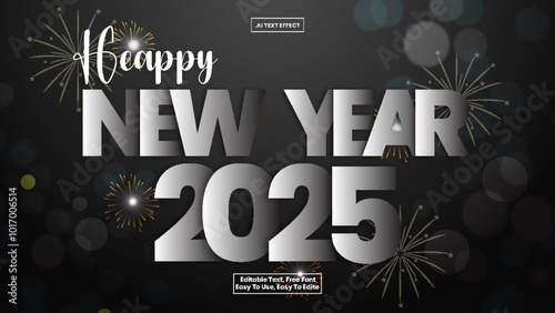 Happy new year 2025 3d text effect, 3d text effect,
