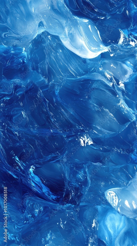 Fototapeta premium Crystal-clear blue epoxy resin with marble patterns for elegant smartphone wallpaper design