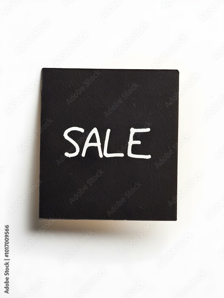 White 'SALE' Text on a Black Square Paper Note. White Background 