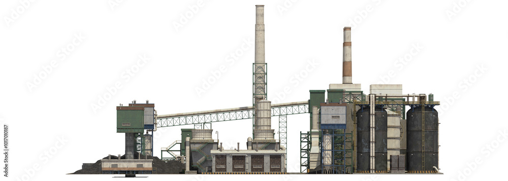 coal refinery building complex high detailed arch viz cutout