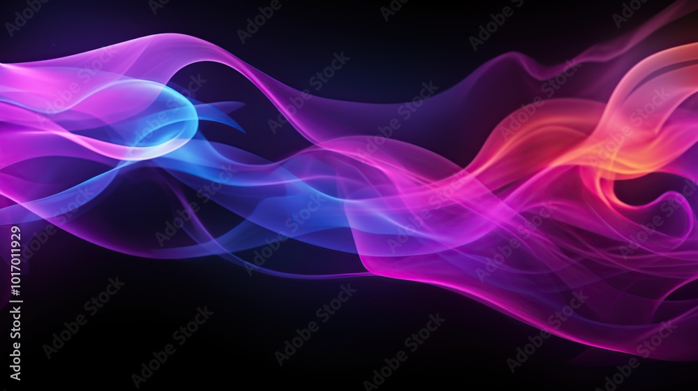 Abstract Colorful Smoke Waves on Black Background Abstract Colorful Smoke Waves on Black Background