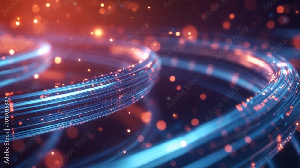 Obraz premium Abstract swirling lines with glowing particles, evoking a sense of motion and energy.