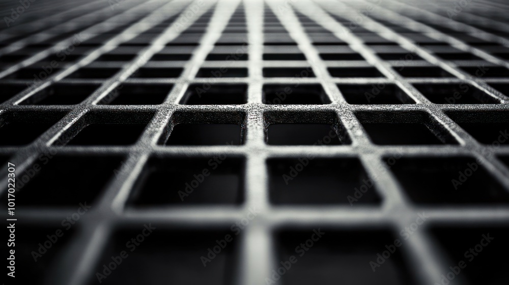 A close-up view of a metal grid pattern, emphasizing texture and design. A close-up view of a metal grid pattern, emphasizing texture and design.