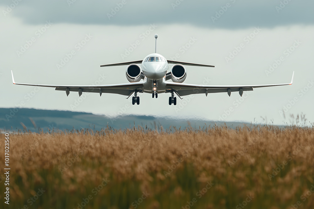 Private Jet Flying Above a Grass Field | Luxury Air Travel with Scenic Views of Open Countryside Private Jet Flying Above a Grass Field | Luxury Air Travel with Scenic Views of Open Countryside