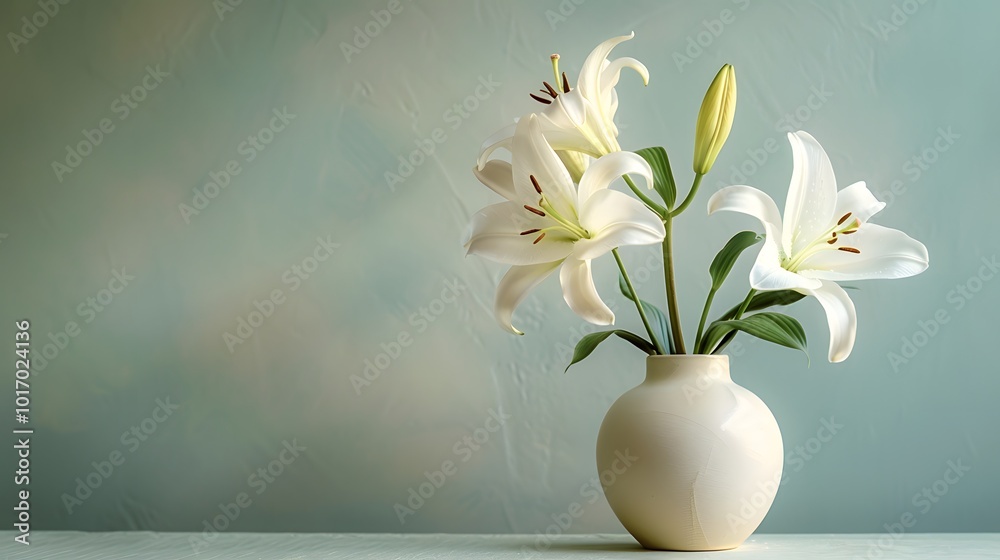 Elegant White Lilies in a Simple Vase Against a Soft Background