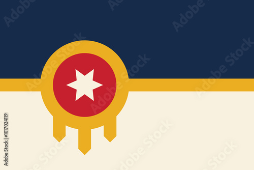 Flag of the city of Tulsa, Oklahoma, USA, original colors and proportions. Illustration