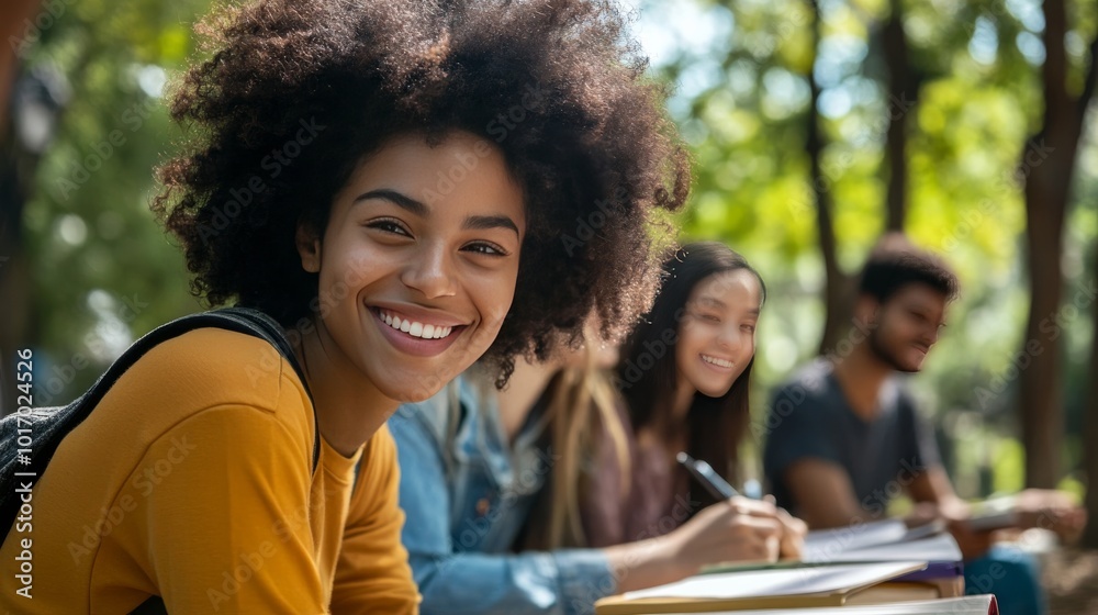 Outdoor study session, smiles all around. Outdoor study session, smiles all around.