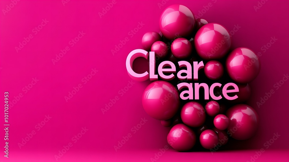 Pink spheres surround the word 