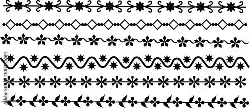 Floral wedding dividers icons set, borders and delimiters, flourish vignettes and separators, vector line frames. RSVP engagement design elements of flourish black. Wedding marriage invitation card