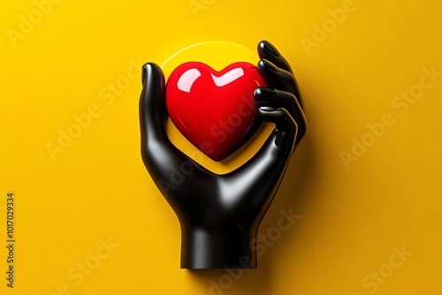 Simple minimalist icon of a hand holding a heart, representing the kindness and generosity that define altruism photo