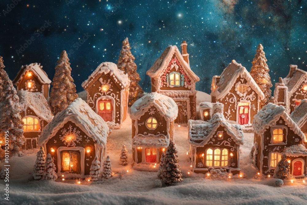 Fototapeta premium Charming Scene of Gingerbread Houses in Delightful Setting