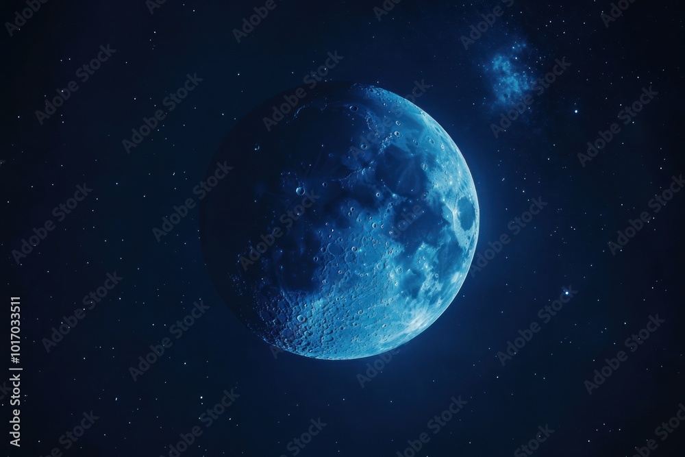 Bright Blue Moon Illuminates the Night Sky Bright Blue Moon Illuminates the Night Sky