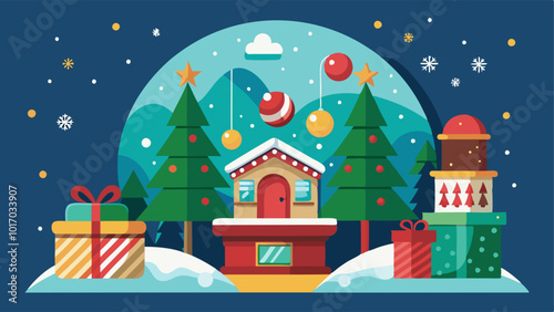 Wallpaper Mural christmas card with house Torontodigital.ca