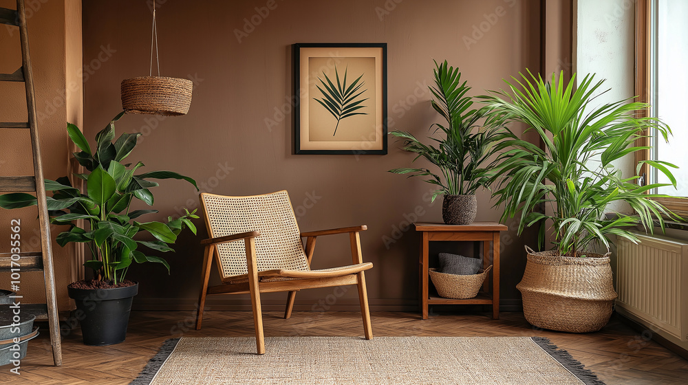 Fototapeta premium Modern lifestyle room with furniture and Photo frame on the wall