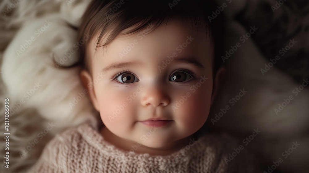 Happy baby smiling against a warm, golden bokeh background, creating a soft and joyful atmosphere. Happy baby smiling against a warm, golden bokeh background, creating a soft and joyful atmosphere.