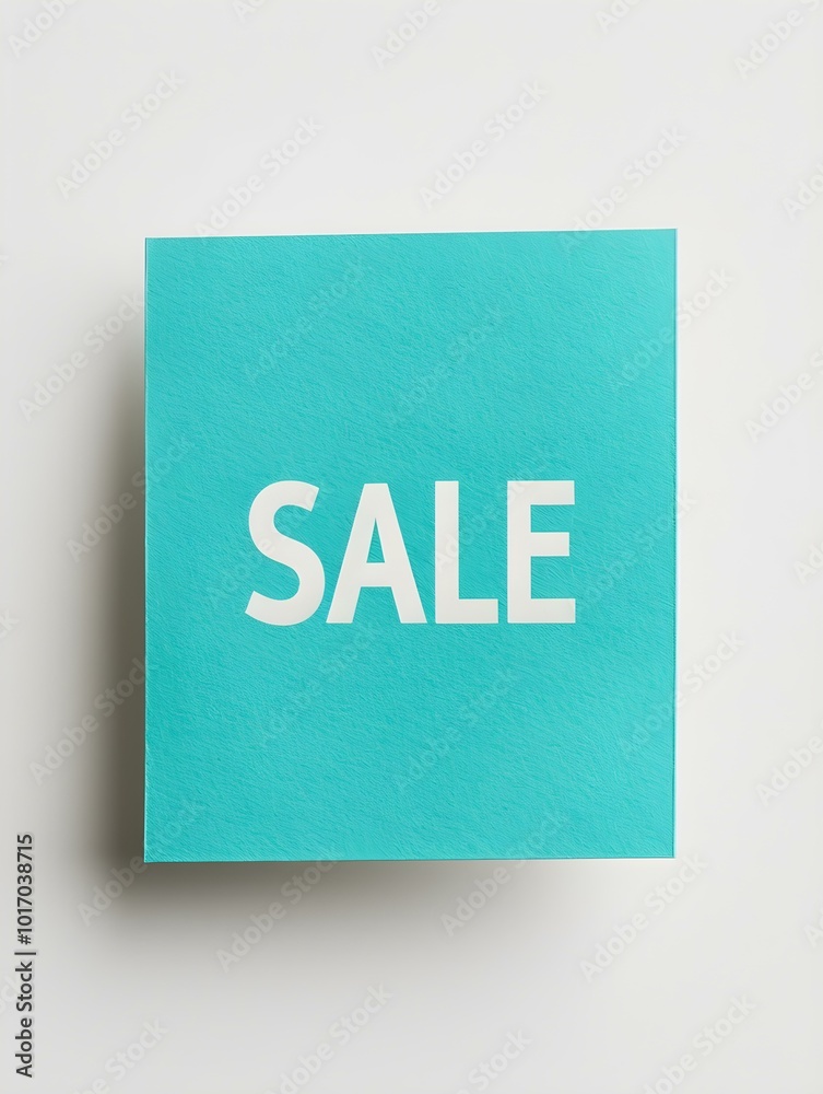 White 'SALE' Text on a Turquoise Square Paper Note. White Background White 'SALE' Text on a Turquoise Square Paper Note. White Background