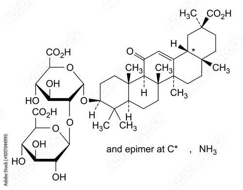 Chemical structure of ammonium glycyrrhizate, drug substance