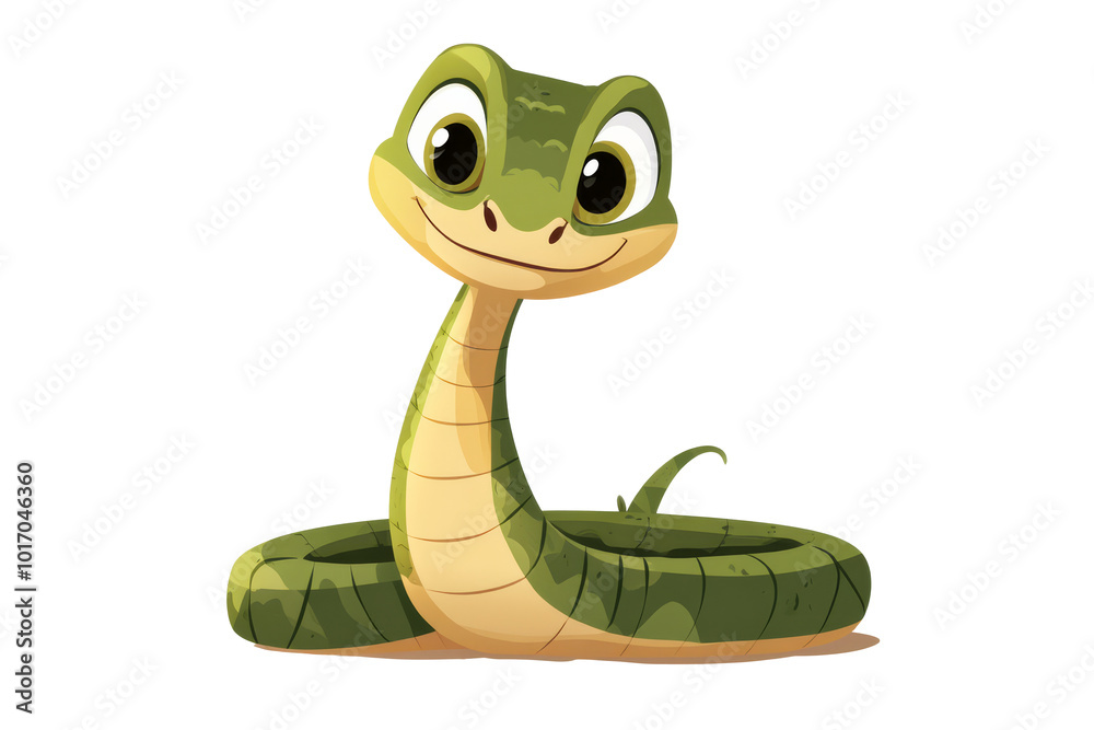 Naklejka premium Happy Snake Cartoon Illustration on Transparent Background