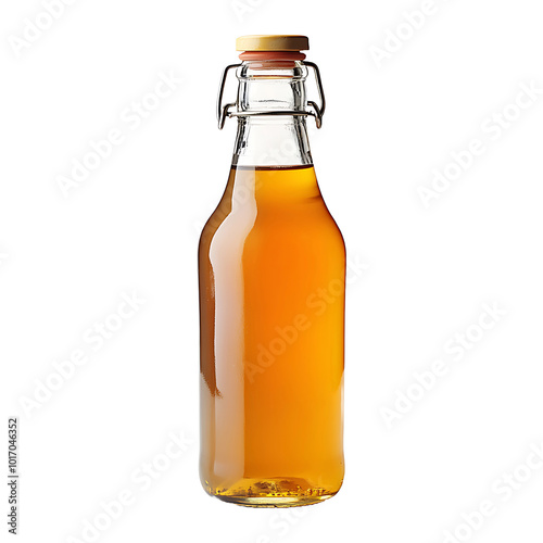 Bottled kombucha isolated on transparent background. photo