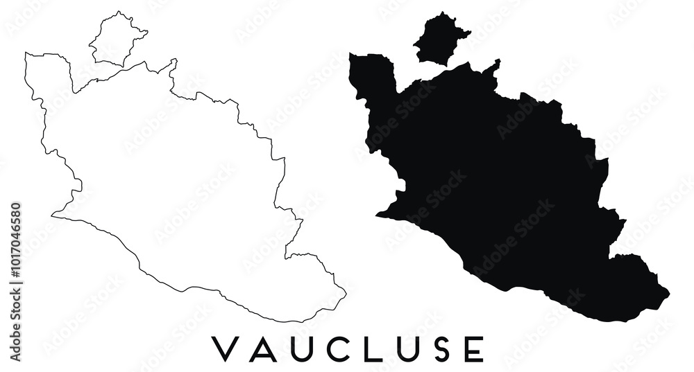 Fototapeta premium Vaucluse map outline and black silhouette vector
