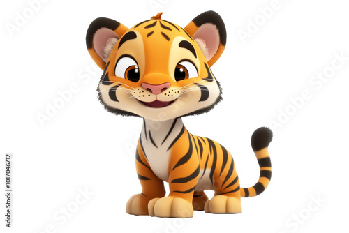 Happy Lion Cartoon Character on Transparent Background