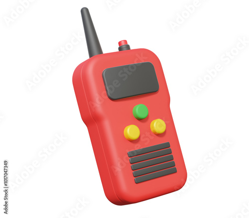 Walkie talkie icon on isolated background. military police Communications device portable transceiver signal emergency army talk. 3d render illustration
