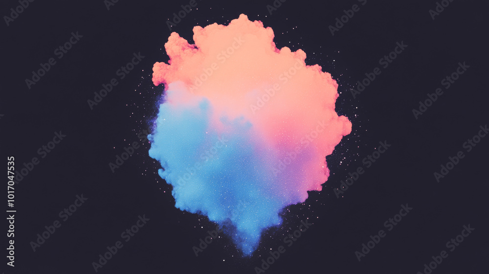 Obraz premium Abstract pink and blue cloud with white specks against a black background.