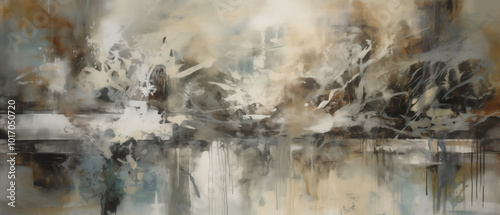 Textured background in cream and brown tones, abstract painting.