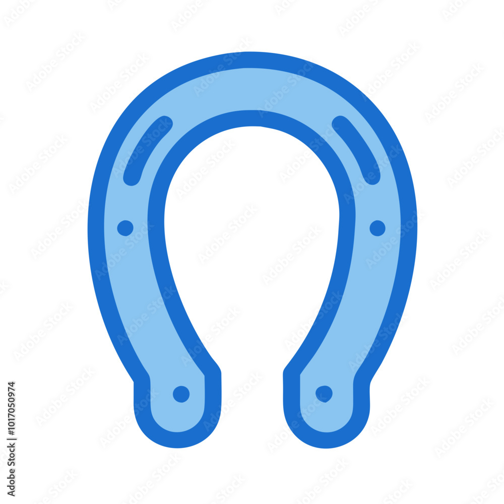 Blue Horseshoe Icon in Flat Design Style for Good Luck Blue Horseshoe Icon in Flat Design Style for Good Luck