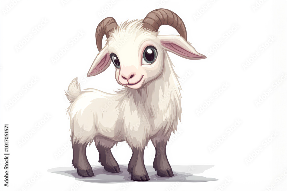 Naklejka premium Cute Goat Cartoon on Clear Background
