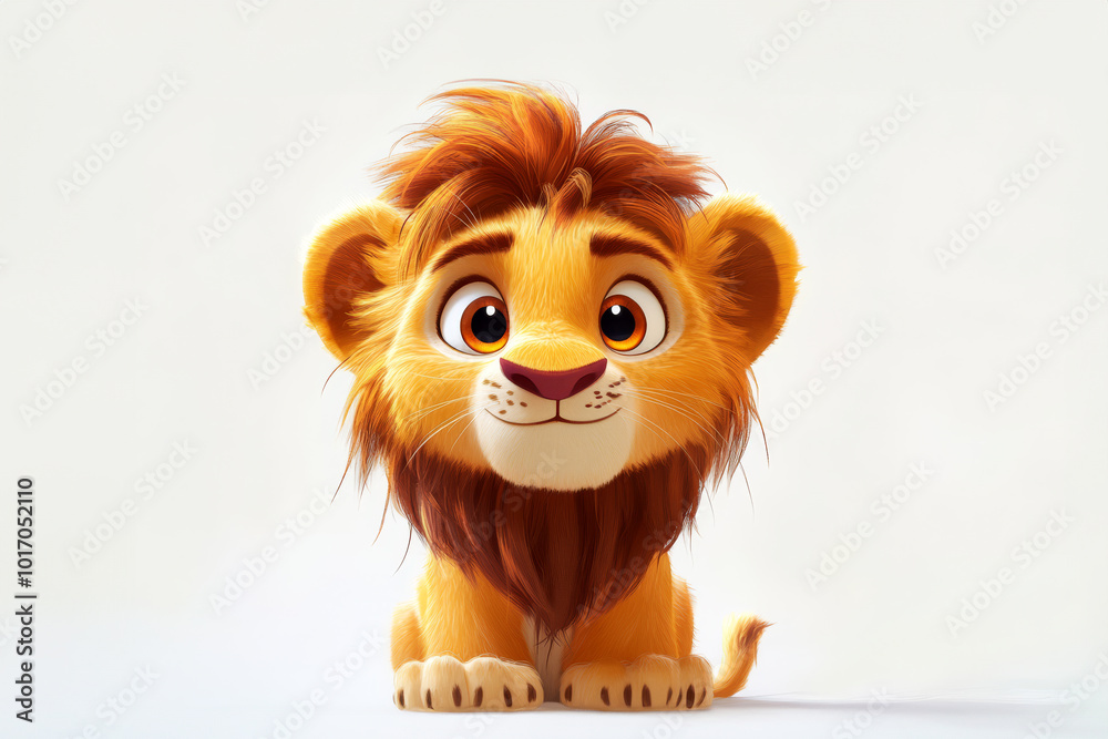 Happy Lion Cartoon Character on Wite Background Happy Lion Cartoon Character on Wite Background