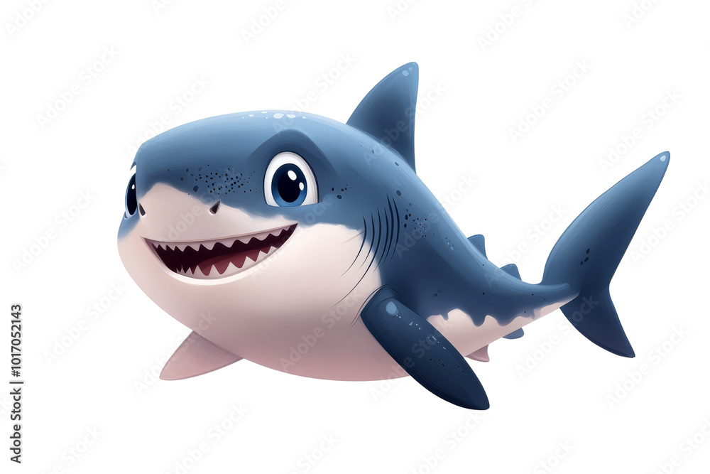 Joyful Shark Cartoon Character Isolated on Transparent Background Joyful Shark Cartoon Character Isolated on Transparent Background