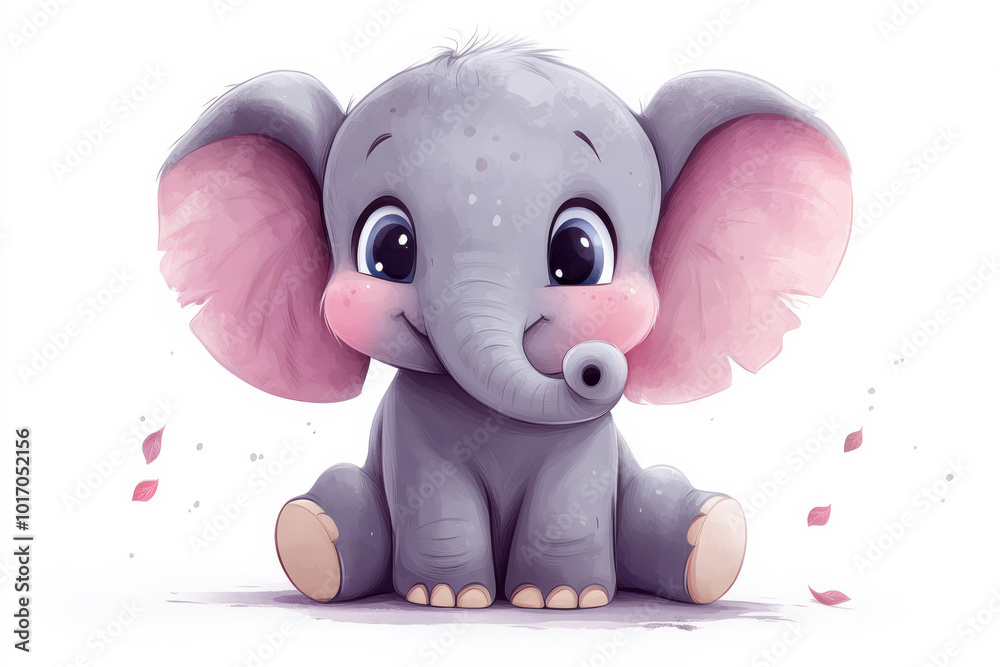 Fototapeta premium Friendly Cartoon Elephant Perfect for Children's Designs