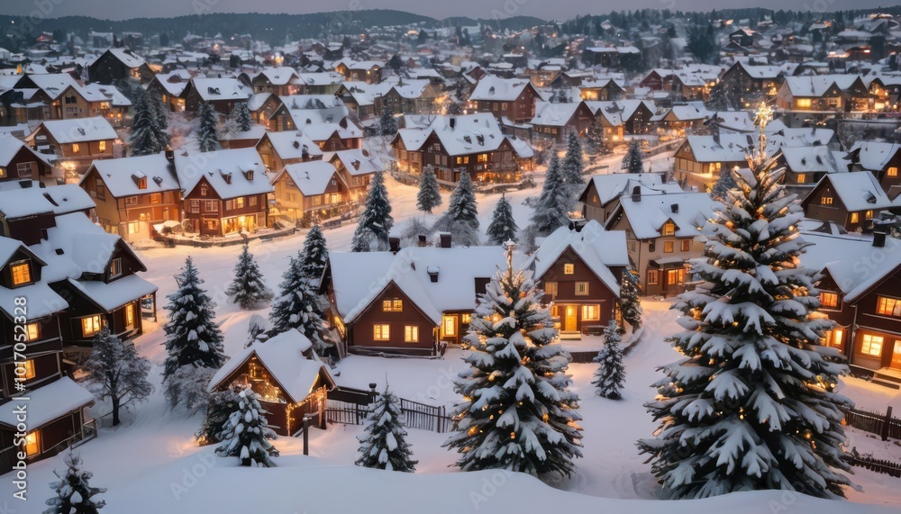 winter resort village landscape with trees and snow winter resort village landscape with trees and snow