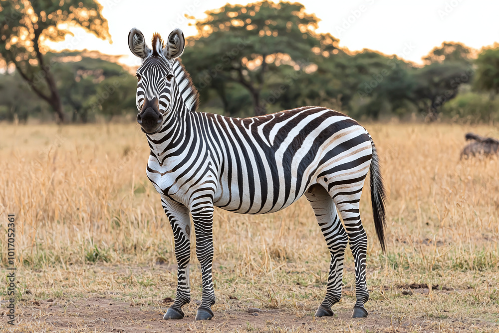 Naklejka premium a zebra standing majestically in a field of tall grass