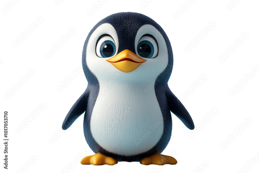 Fototapeta premium Happy Penguin Cartoon Illustration on Transparent Background