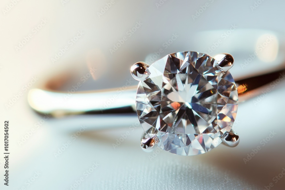 3-carat round diamond engagement ring, white background, macro photography Generative AI 3-carat round diamond engagement ring, white background, macro photography Generative AI