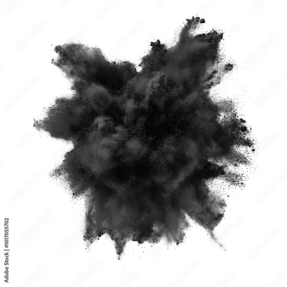 A dramatic explosion of black powder creating a striking visual effect against a Png background, black color powder pulver explosion isolated on Png background A dramatic explosion of black powder creating a striking visual effect against a Png background, black color powder pulver explosion isolated on Png background