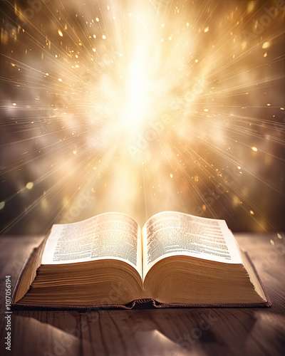 Sacred Bible with a magical light