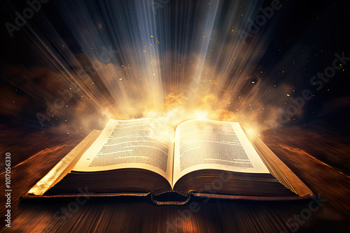 Sacred Bible with a magical light