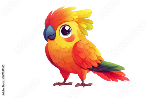 Adorable Parrot Cartoon for Jungle Adventures on Transparend Background photo