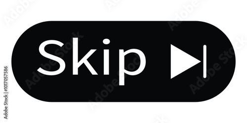 Skip ad button web icon. Skip advertisement icon, Media player icon, vector, logo isolated on white background. Vector illustration.