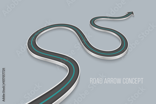 Winding 3d road infographic concept on a white background. Timeline template.