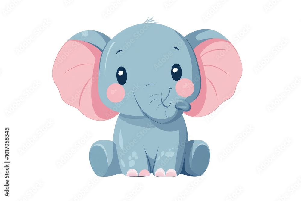 Fototapeta premium Adorable Elephant Cartoon on Transparent Background